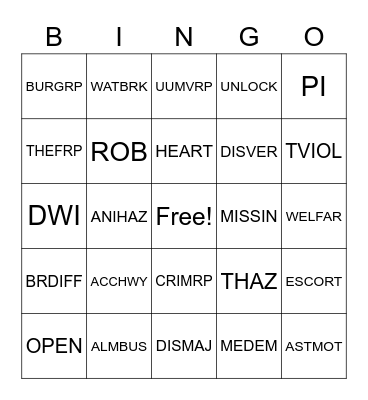 SWRCC BINGO Card