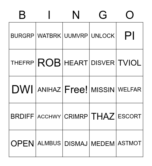 SWRCC BINGO Card
