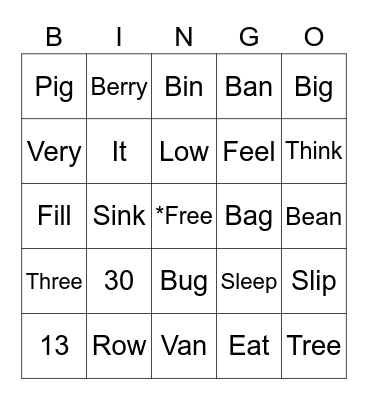 Phonics Bingo Card