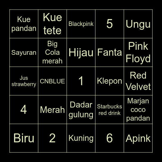 Krys’ Bingo Card