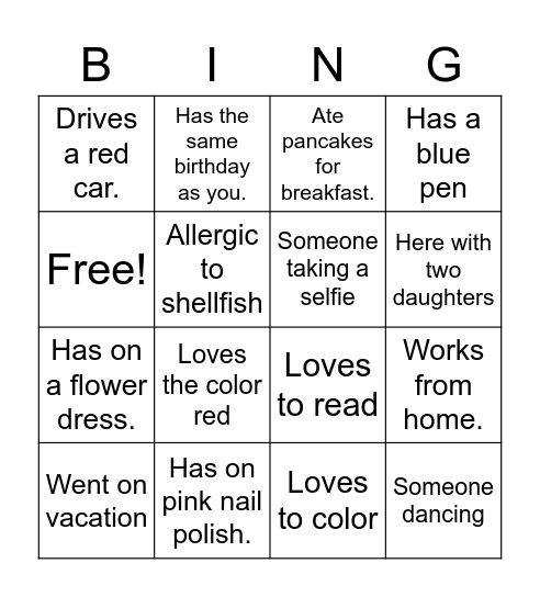 Mommy & Me Bingo Card