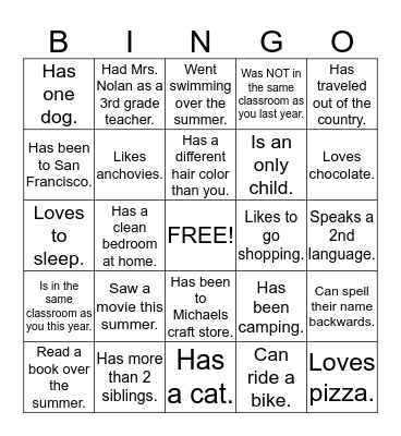 Room #16 BINGO! Bingo Card