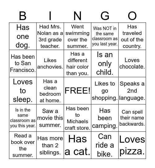 Room #16 BINGO! Bingo Card