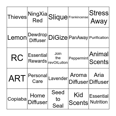 Young Living Essential Oils BINGO Card