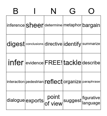 Vocabulary Bingo Card