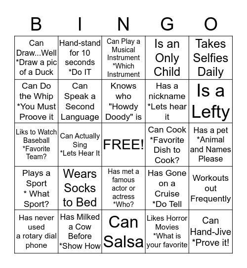 FITWIZE  BINGO Card