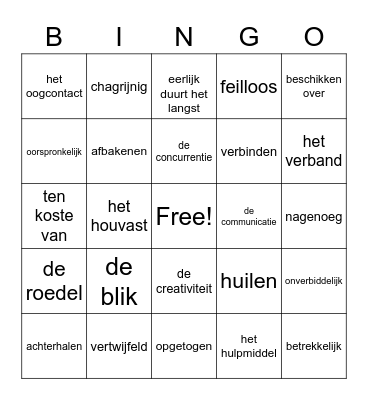 taalles themawoorden Bingo Card