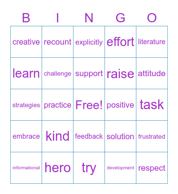 EOG Vocabulary Bingo Card