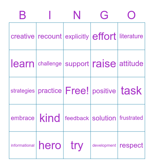 EOG Vocabulary Bingo Card