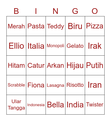 Jar Bingo Card