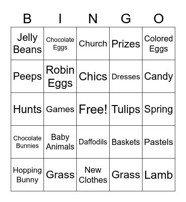 Easter Bingo Card