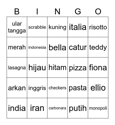 punya elvan Bingo Card