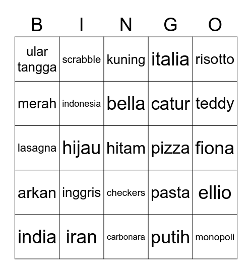 punya elvan Bingo Card
