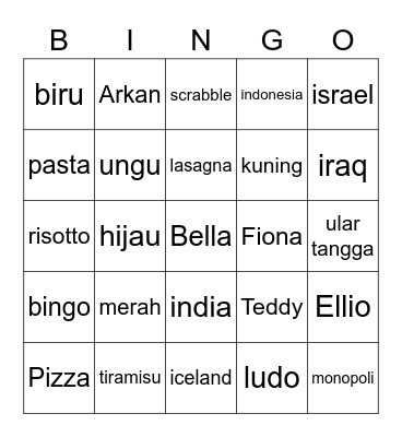 ayika Bingo Card