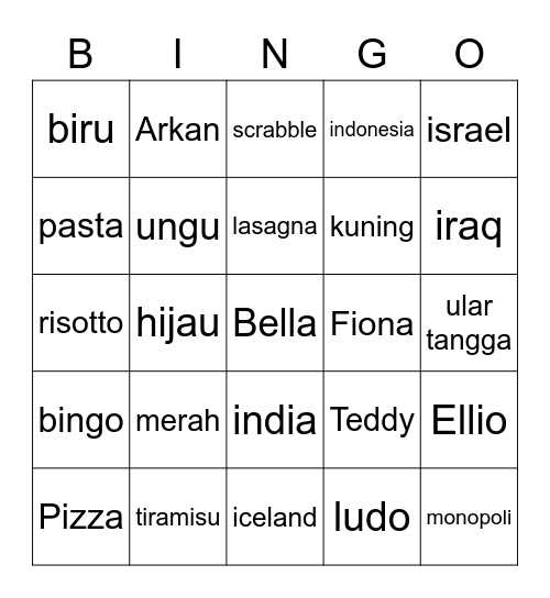 ayika Bingo Card