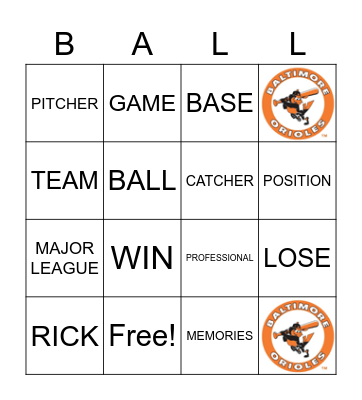 ORIOLES MAGIC DAY Bingo Card