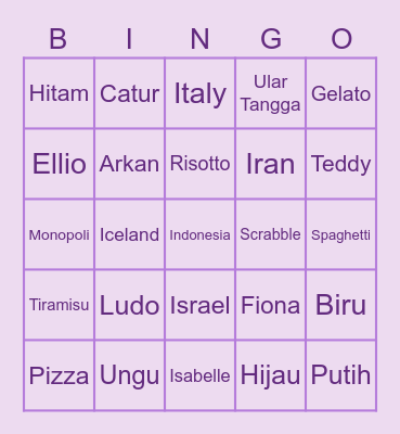Bismilah Freepass Arca Bingo Card