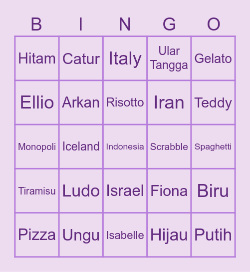 Bismilah Freepass Arca Bingo Card