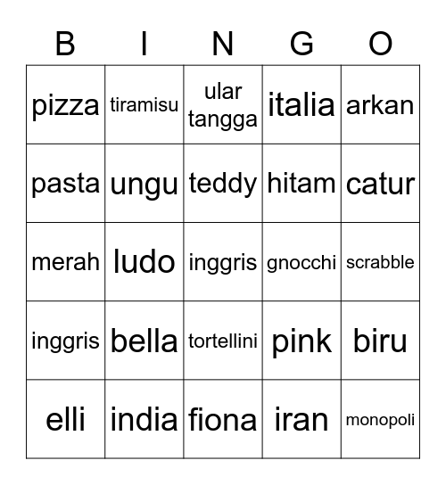 mona Bingo Card