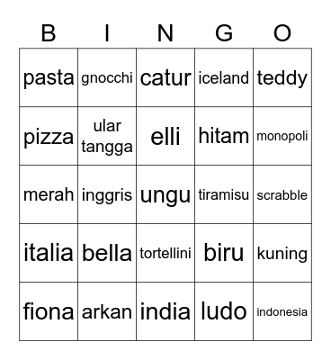 mona Bingo Card