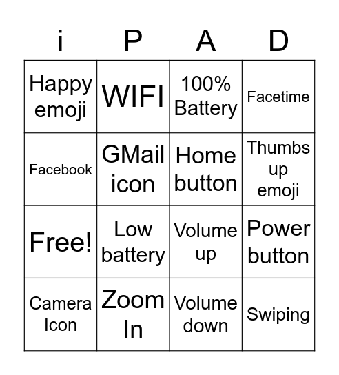 iPad Bingo Card