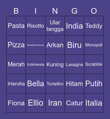 Lili. Bingo Card