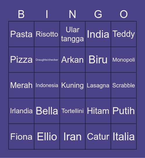 Lili. Bingo Card