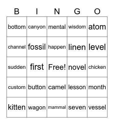 3.1 BINGO Card