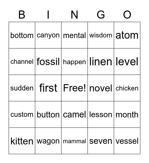 3.1 BINGO Card