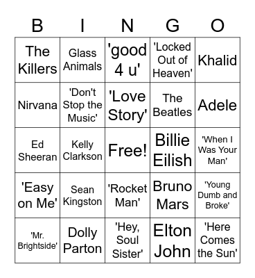 SFL Awards Night Musical Bingo Card