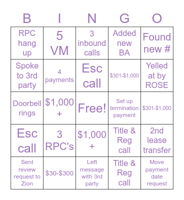 Clicklease Bingo Card