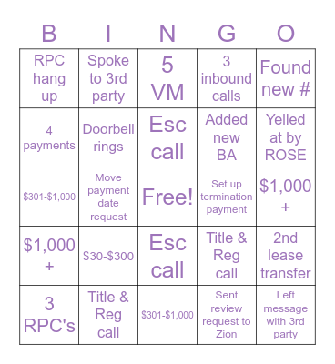 Clicklease Bingo Card