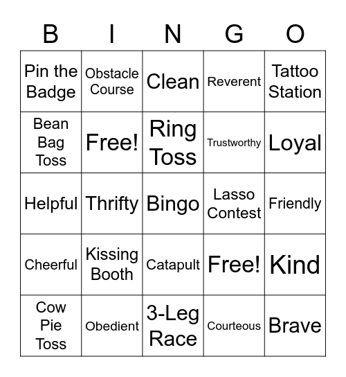 Scout Bingo Card