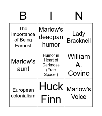 Humor in Heart of Darkness Bingo Card
