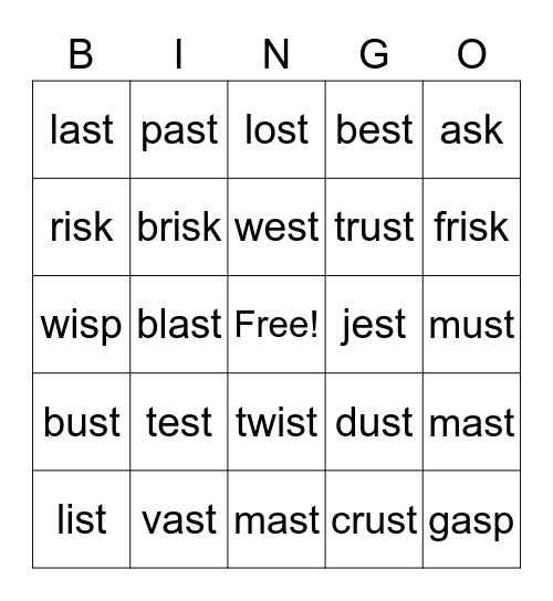 end S blend Bingo Card