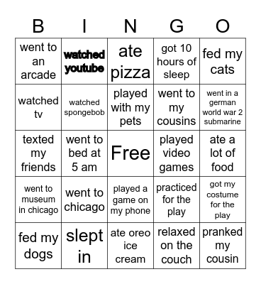 denver's spring break bingo Card