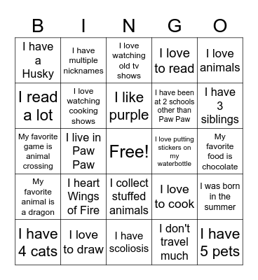 All about Alyssa Bingo Card