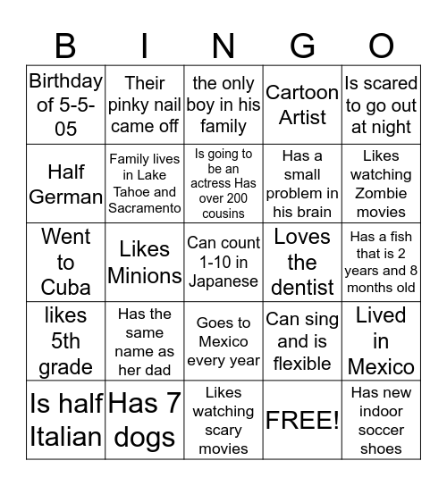 Ms.Popplewell's Class Bingo Card