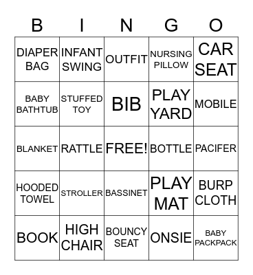 BELINDA'S BABY SHOWER GIFT Bingo Card