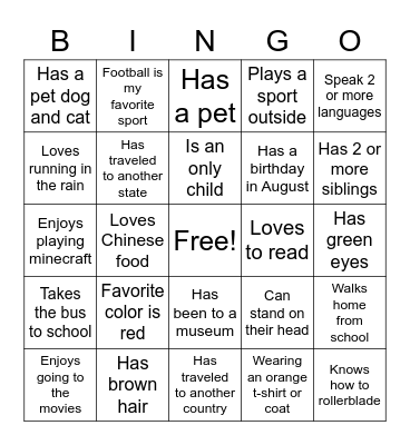 Ice Breaker Bingo Card