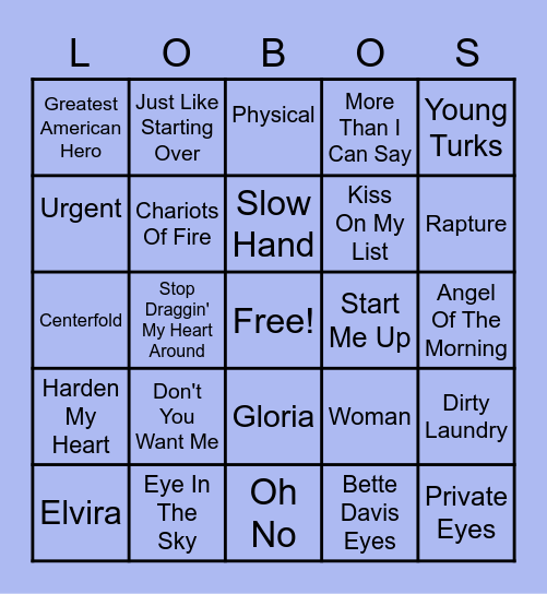 Top Songs From 1981-1982 Bingo Card