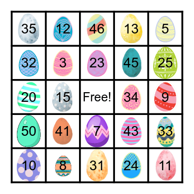 Easter Egg Scavenger Hunt Bingo Card