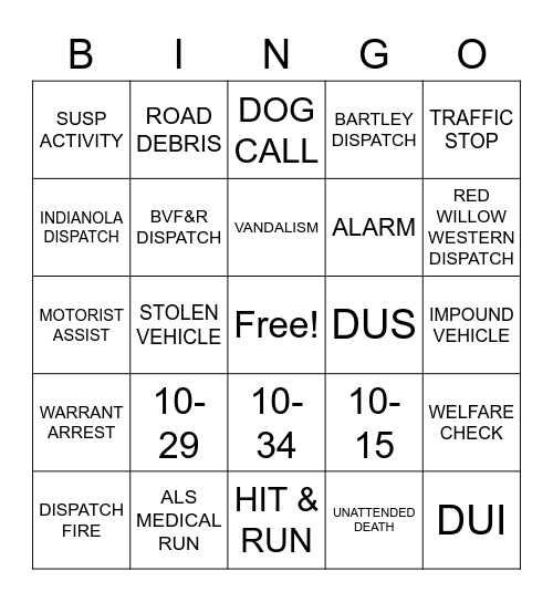 DISPATCH BINGO! Bingo Card