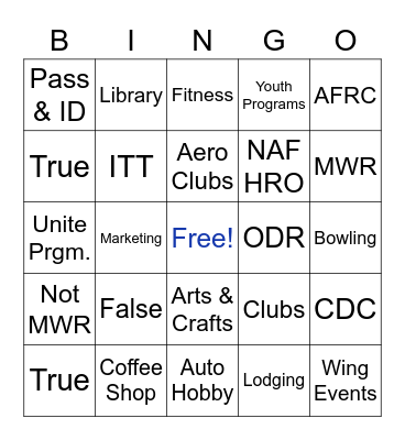 MWR Bingo Card