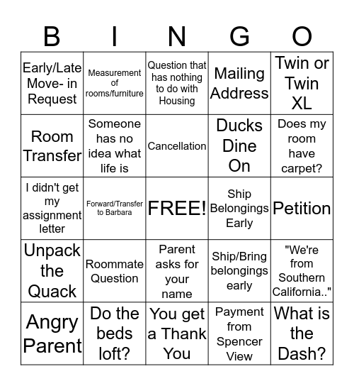 Front Desk Summer Bingo  Bingo Card