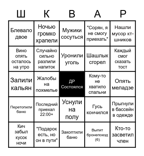 ДР КИЧА 22.04.22 Bingo Card