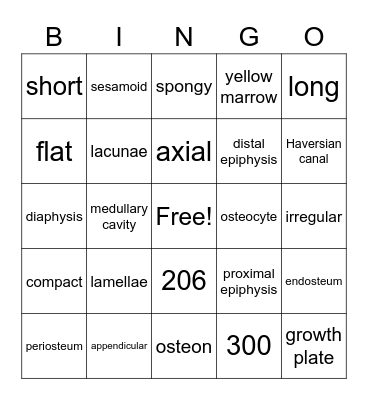 Skeletal B Bingo Card