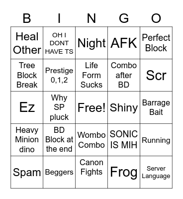 YBA GE Bingo Card