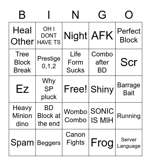 YBA GE Bingo Card