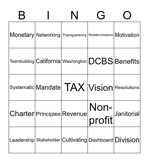 Buzzword Bingo! Bingo Card